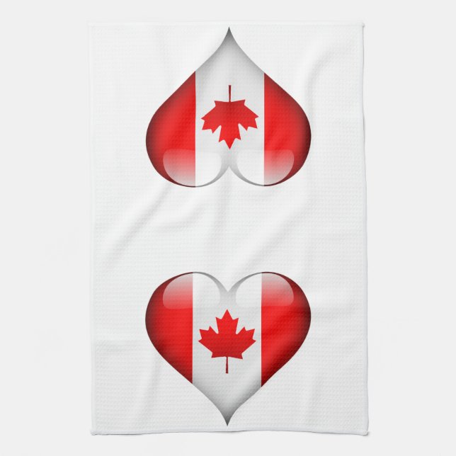 Paño De Cocina Corazón de vidrio de bandera canadiense (Vertical)