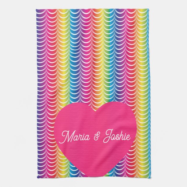 Paño De Cocina Corazón del orgullo de la sirena arcoiris (Vertical)