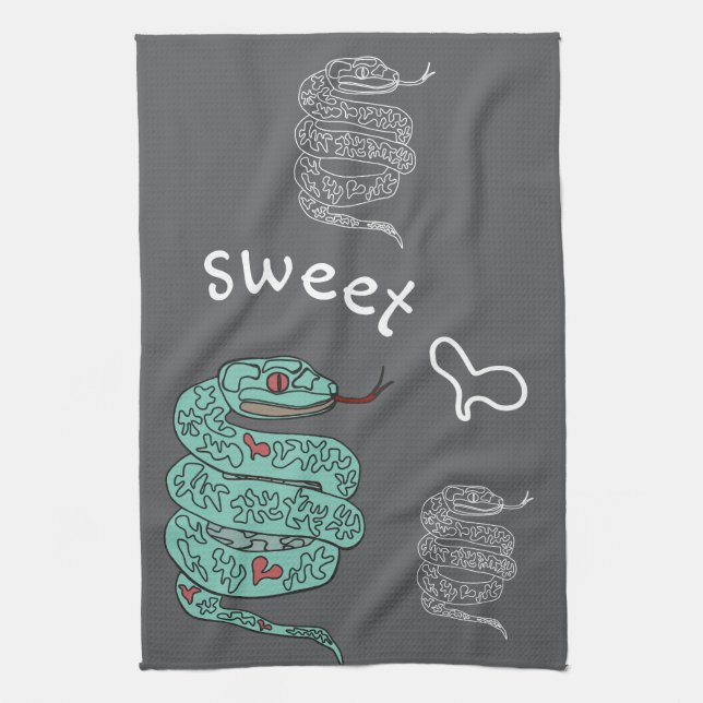 Paño De Cocina Corazón dulce de serpiente negra (Vertical)