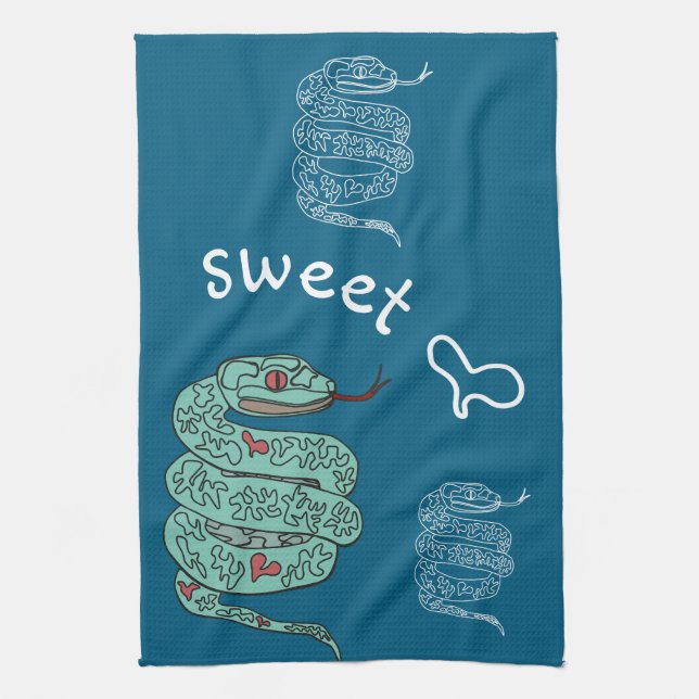 Paño De Cocina Corazón dulce de serpiente verde (Vertical)