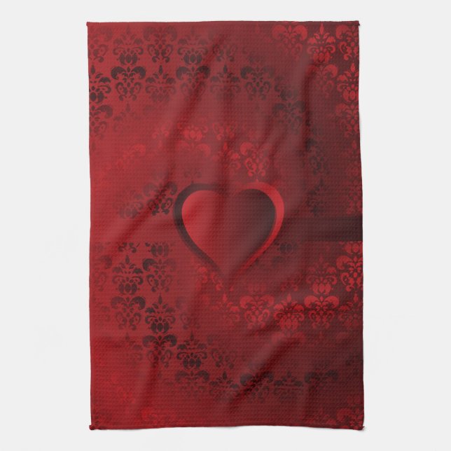 Paño De Cocina Corazón húmedo rojo (Vertical)