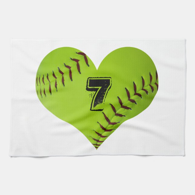 Paño De Cocina Corazón personalizado del softball (Horizontal)