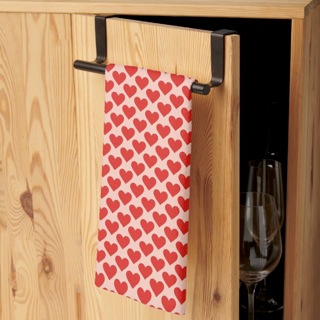 Paño De Cocina Corazón rojo, tradicional día de San Valentín (Pliegue de tercios)