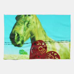 Paño De Cocina Corazón rojo y caballo