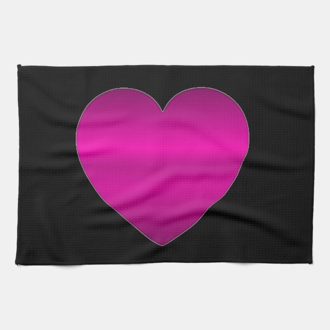 Paño De Cocina Corazón rosa brillante (Horizontal)