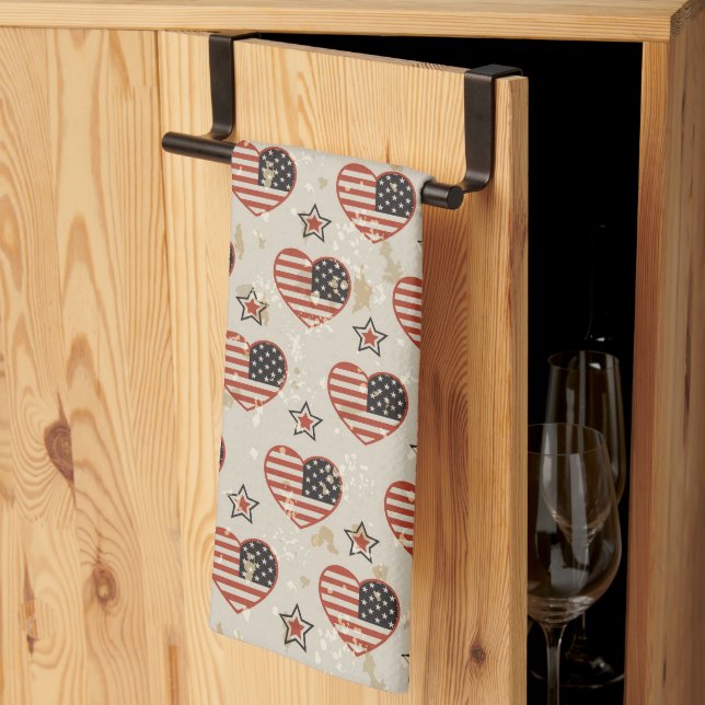 Paño De Cocina Corazones Americanos (Pliegue de tercios)