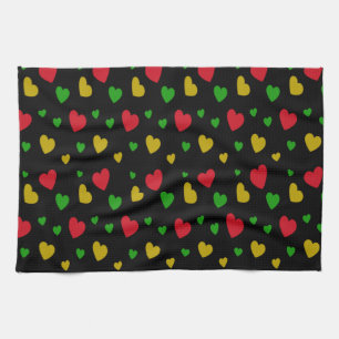 Paño De Cocina Corazones Coloridos Rojo Verde Amarillo Día de San