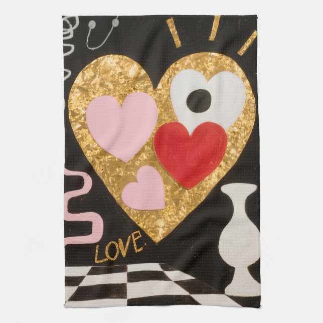 Paño De Cocina Corazones de amor (Vertical)