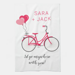 Paño De Cocina Corazones de Amor Bicicleta San Valentín Personali