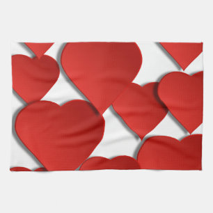 Paño De Cocina Corazones de amor rojos