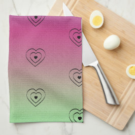 Paño De Cocina Corazones de Arcoíris Orgullo Negro Corazón