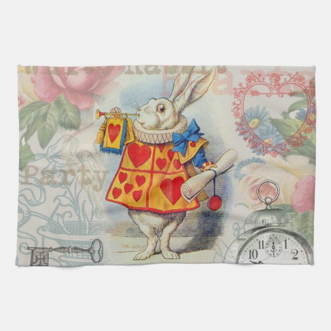 Paño De Cocina Corazones de Conejo Blanco Alice Clásico (Horizontal)