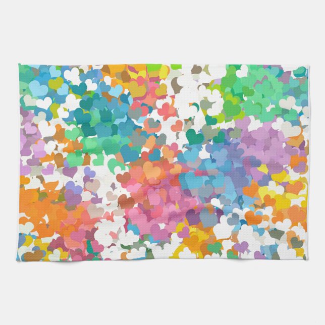 Paño De Cocina Corazones de Confeti Pastel (Horizontal)