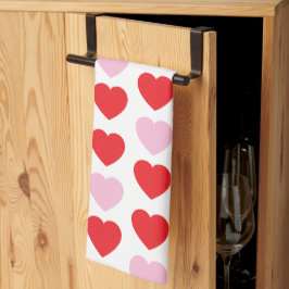 Paño De Cocina Corazones de Día de San Valentín rojo y rosa