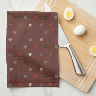 Paño De Cocina Corazones de polka en marrón kilim