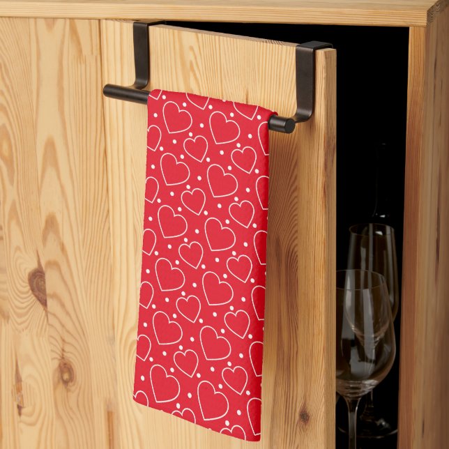 Paño De Cocina Corazones de San Valentín  (Pliegue de tercios)
