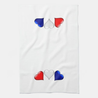 Paño De Cocina Corazones de vidrio rojo, blanco y azul