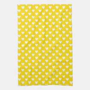 Paño De Cocina Corazones en amarillo