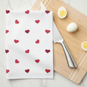 Paño De Cocina Corazones rojos