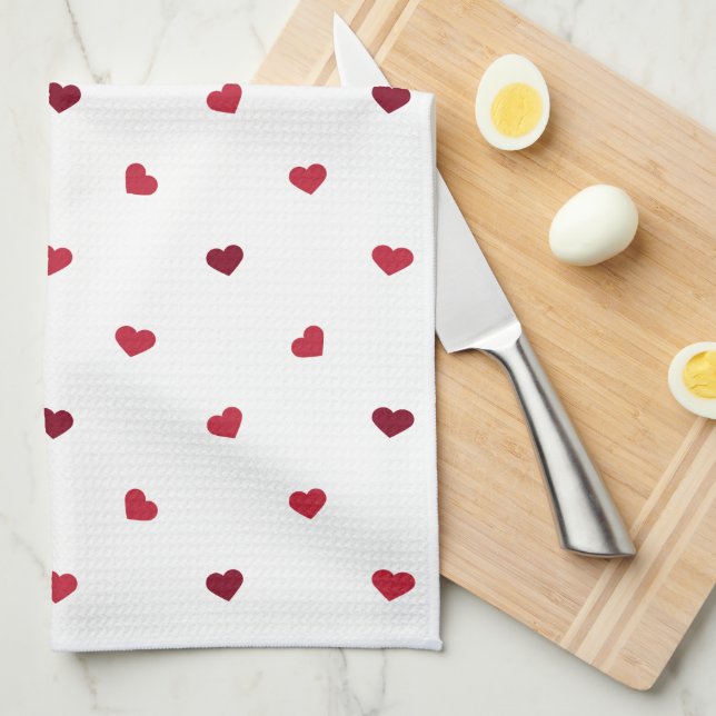 Paño De Cocina Corazones rojos (Doblado Cuarto)
