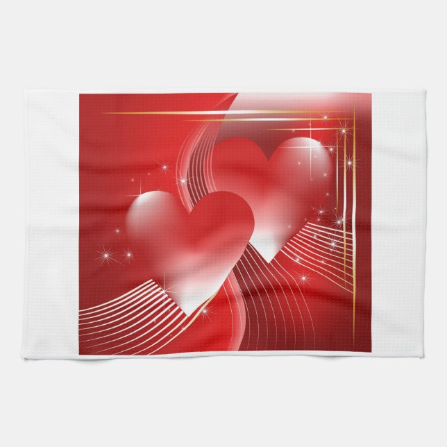 Paño De Cocina Corazones rojos (Horizontal)