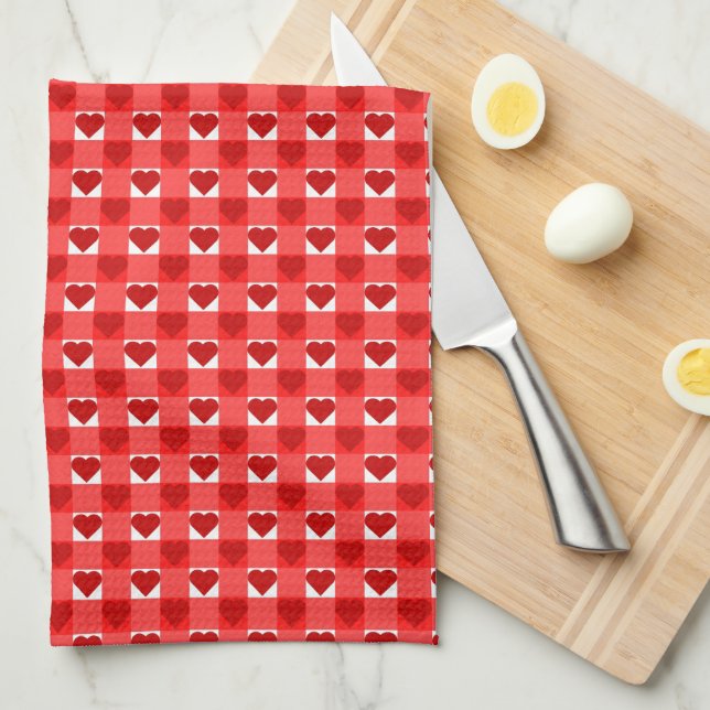 Paño De Cocina Corazones rojos de la guinga (Doblado Cuarto)