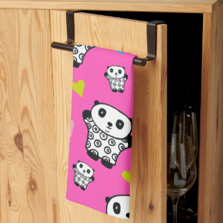 Paño De Cocina Corazones rosas kawaii panda modernos