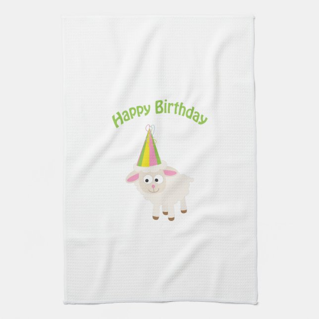 Paño De Cocina Cordero feliz de cumpleaños (Vertical)