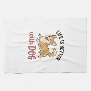 Paño De Cocina Corgi Adorable La Vida Es Mejor Con Diseño De Perr