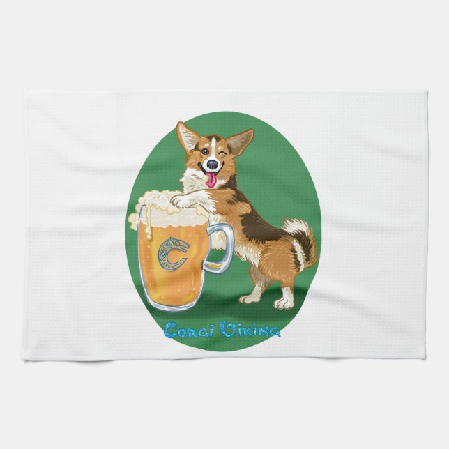 Paño De Cocina Corgi con cerveza (Horizontal)