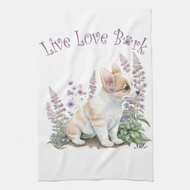Paño De Cocina Corgi Dog Mom Floral (Vertical)