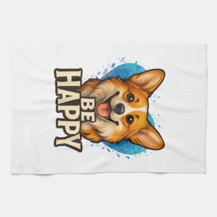 Paño De Cocina Corgi Feliz con Corazón Colorido - diseño para ama