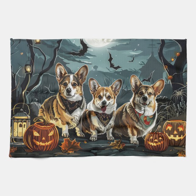 Paño De Cocina Corgi Halloween Spooky (Horizontal)