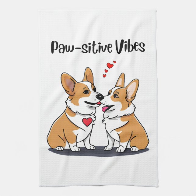 Paño De Cocina Corgis con Amor y Vibraciones (Vertical)