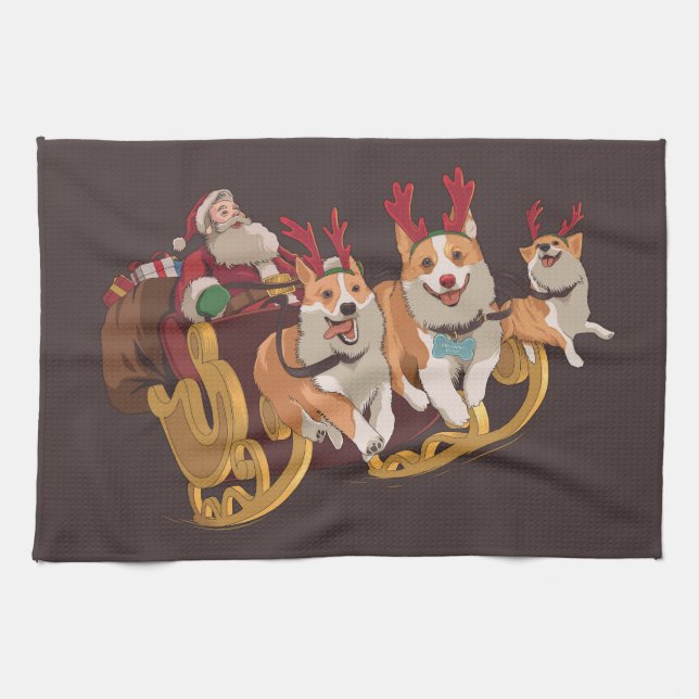 Paño De Cocina Corgis de Navidad (Horizontal)
