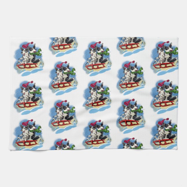 Paño De Cocina Corgis en la nieve (Horizontal)