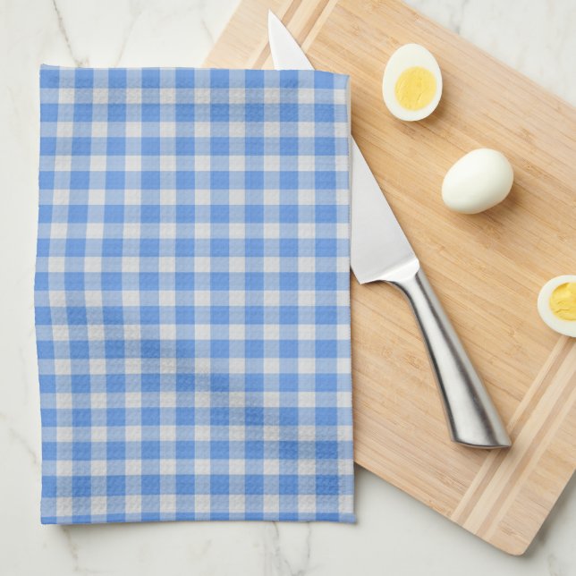 Paño De Cocina Cornflower Blue Gingham Check Pattern  (Doblado Cuarto)