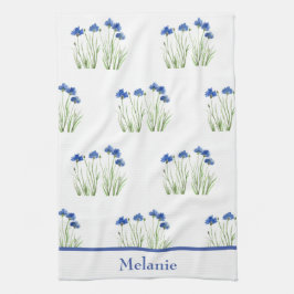 Paño De Cocina Cornflowers Flores Florales Azules Rústicas