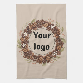 Paño De Cocina Corona de grano de café botánico con logotipo pers