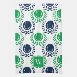 Paño De Cocina Corona de Laurel de Tenis Preppy - Azul Marino y V