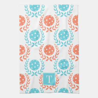 Paño De Cocina Corona de Laurel Preppy Pickleball - Coral Turques