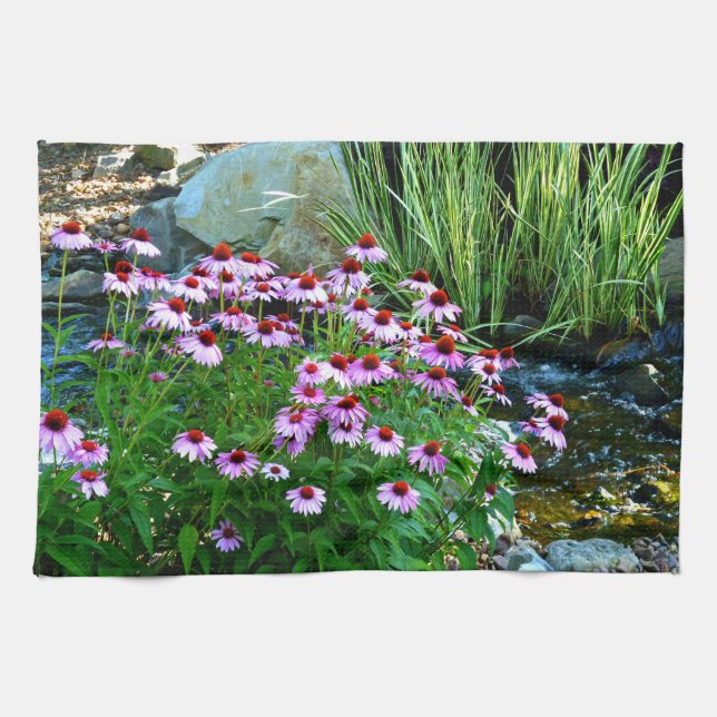 Paño De Cocina Corriente de jardín con flores moradas (Horizontal)