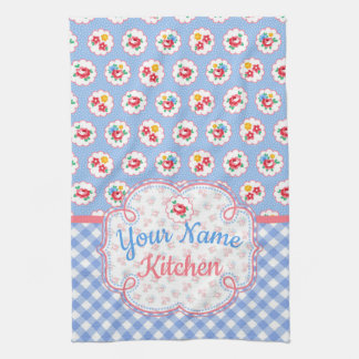 Paño De Cocina Corta Shabby Chic Floral y Plaid personalizado
