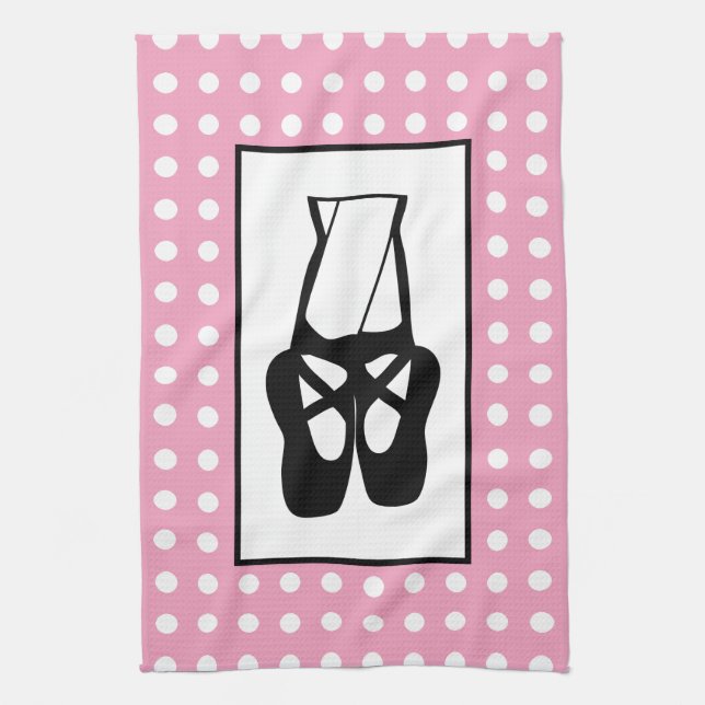 Paño De Cocina Cortas zapatillas de ballet negro en punta (Vertical)