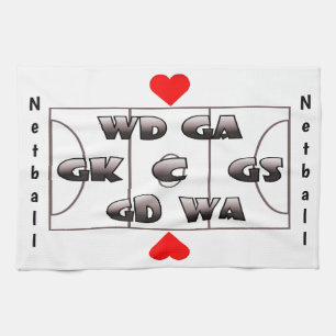 Paño De Cocina Corte del Netball y diseño del corazón de las