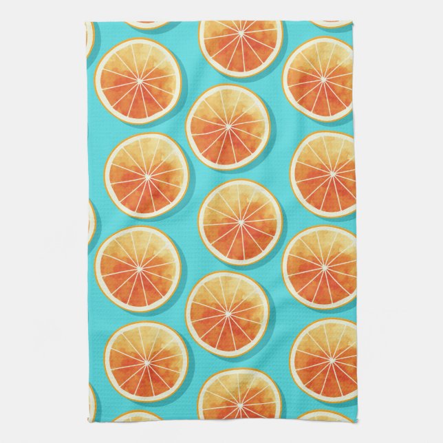 Paño De Cocina Cortes de naranja en azul (Vertical)