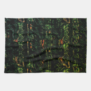 Paño De Cocina Corteza de árbol bajo vidrio verde martillo