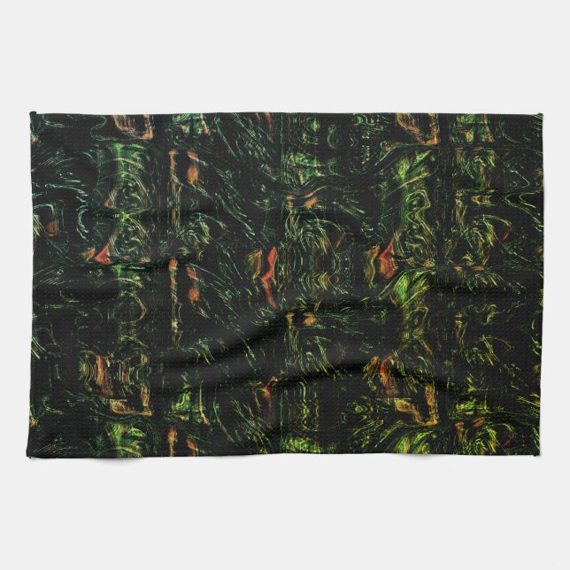 Paño De Cocina Corteza de árbol bajo vidrio verde martillo (Horizontal)