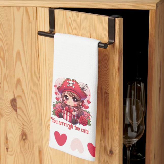 Paño De Cocina Corto El día de San Valentín pirata (Pliegue de tercios)
