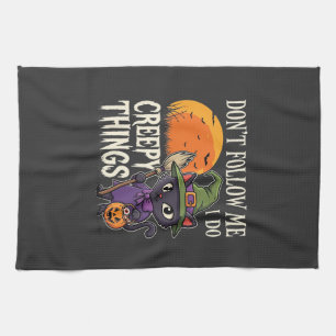 Paño De Cocina Cosas espeluznantes Diseño de gato bruja de Hallow